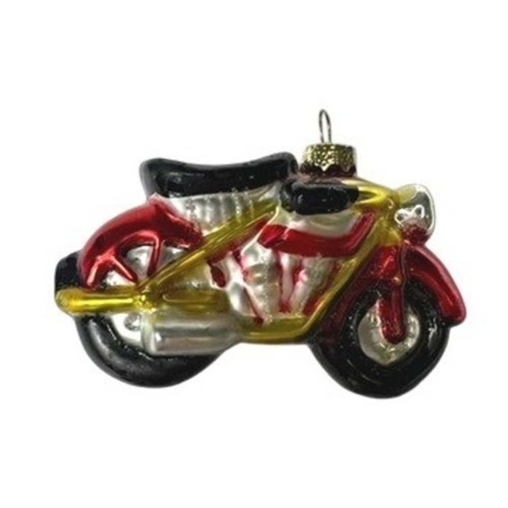 4 Glass Ornaments Motorcycle Car Sailboat Airplane Christmas Holiday Decor Set‎ - Picture 7 of 8